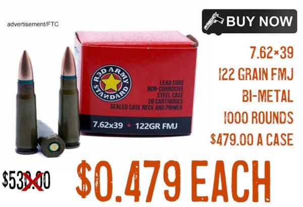 Red Army Standard 7.62x39 122 Grain FMJ BiMetal ammo lowest price